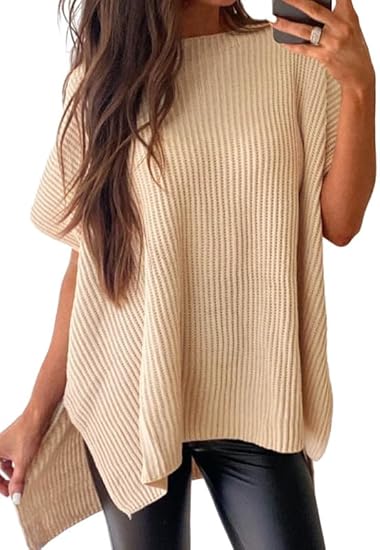 Oversized Knit Top Short Sleeve Sweater | Women's Clothing