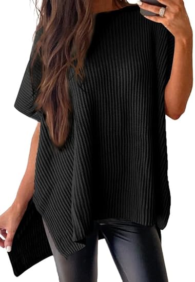 Oversized Knit Top Short Sleeve Sweater | Women's Clothing