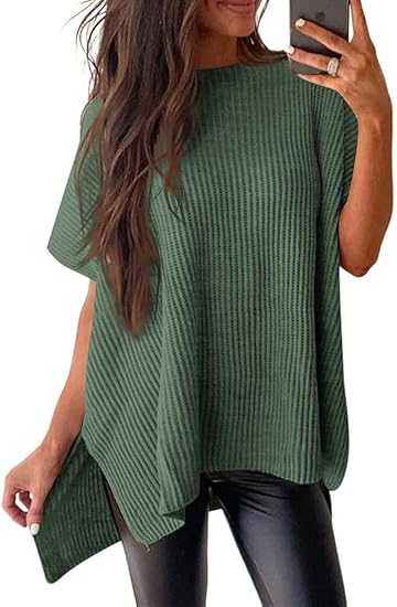 Oversized Knit Top Short Sleeve Sweater | Women's Clothing