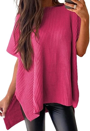 Oversized Knit Top Short Sleeve Sweater | Women's Clothing