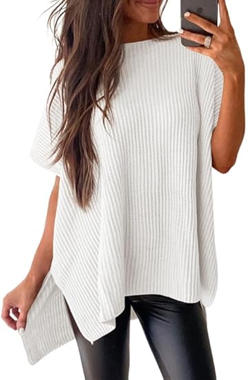 Oversized Knit Top Short Sleeve Sweater | Women's Clothing