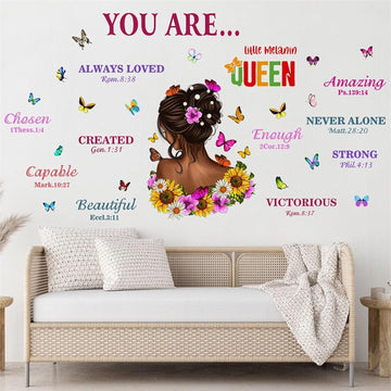 Black Girl Inspirational Wall Stickers – Motivational Quotes, Butterfly & Sunflower Vinyl Decals