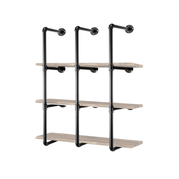 Industrial Wall Mount Iron Pipe Shelf 4 Tier Black Vintage Ceiling Hung Bracket